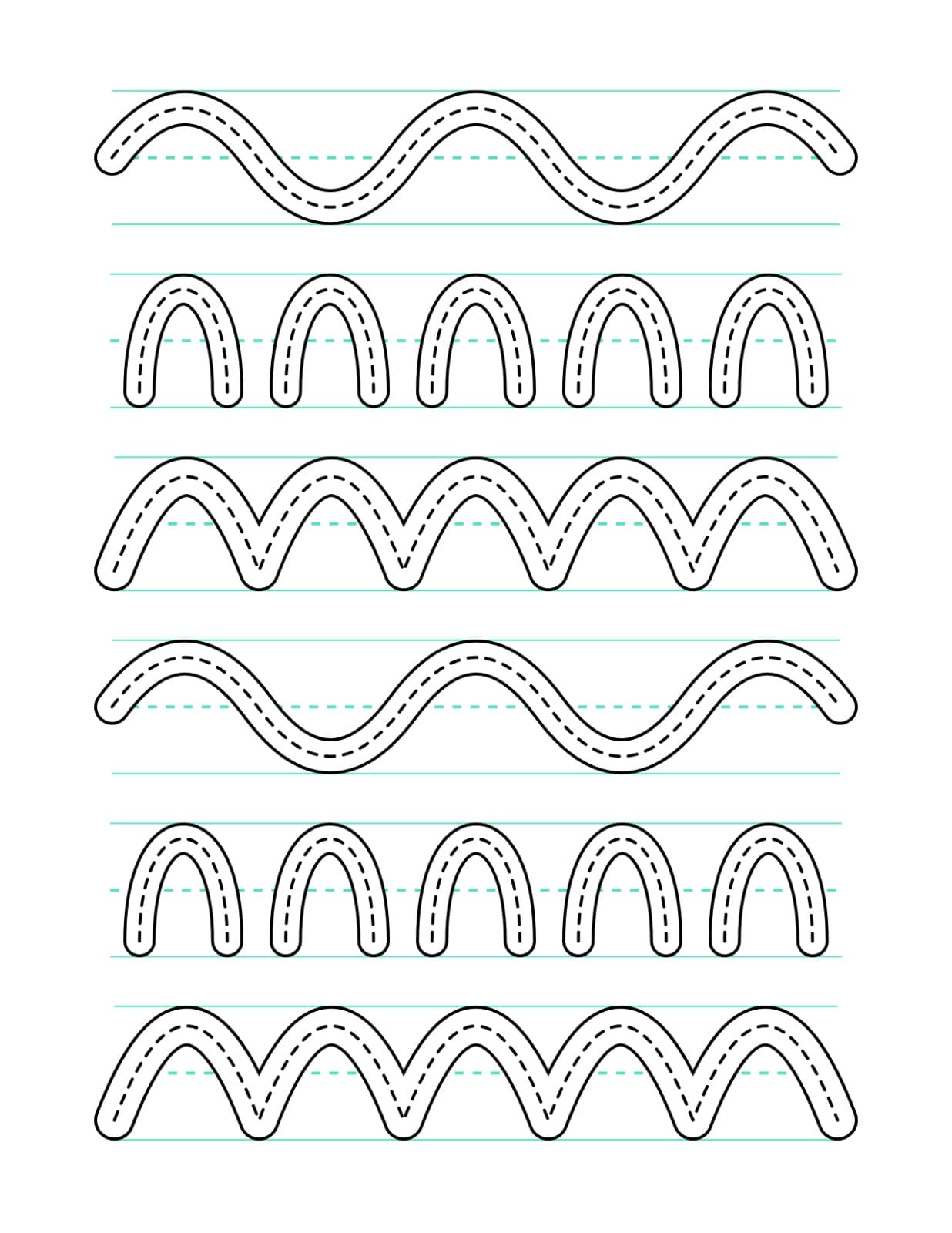 Guided-pathway tracing page with corridor channels for early writers
